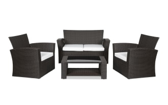 Reissa 4 Piece Chocolate & White Wicker Outdoor Conversation Set