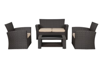 Reissa 4 Piece Chocolate & Beige Wicker Outdoor Conversation Set