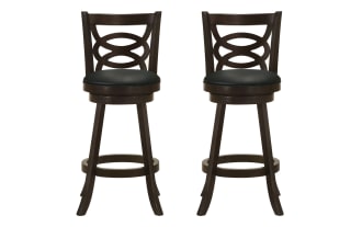 Payson Black & Brown Cross Back Bar Height Swivel Stool (Set of 2)