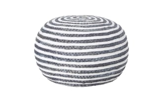 Cameron Gray Striped Pouf