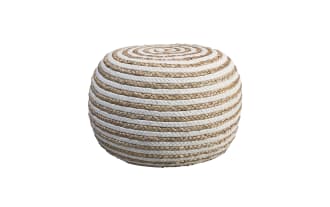 Cameron White Striped Pouf