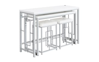 Highland Park 4 Piece White Faux Leather Nesting Counter Height Dining Set