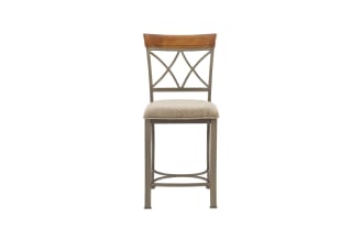 Hailey Beige & Pewter Cross Back Counter Height Stool