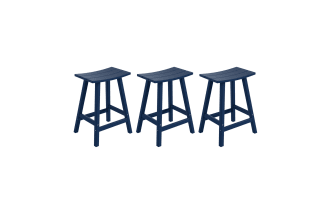 Paloma Navy Backless Outdoor Counter Height Stool (Set of 3)