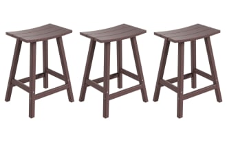 Paloma Dark Brown Backless Outdoor Counter Height Stool (Set of 3)