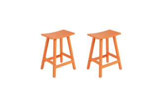 Paloma Orange Backless Outdoor Counter Height Stool (Set of 2)