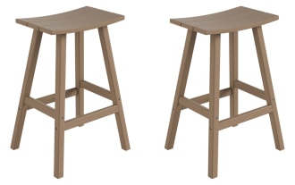 Paloma Distressed Brown Backless Outdoor Bar Height Stool (Set of 2)