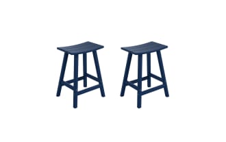 Paloma Navy Backless Outdoor Counter Height Stool (Set of 2)