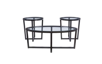 Blare Brown Oval Coffee Table & End Table Set