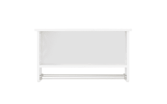 Thatcher White Solid Wood Bathroom Wall Shelf with Towel Bar