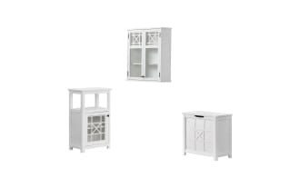 Austin 3 Piece White Bathroom Storage Set with Wall Cabinet