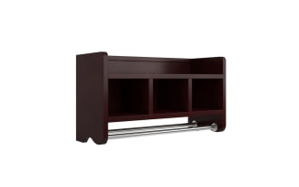 Durant Espresso Solid Wood Bathroom Wall Shelf with Towel Bar