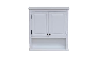 Yukon White Solid Wood Bathroom Wall Cabinet with Shelf