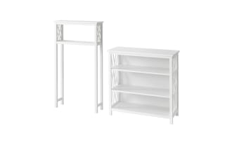 Thatcher 2 Piece White Over the Toilet Bathroom Space Saver & Freestanding Shelves Set