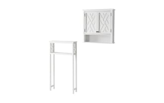 Thatcher 2 Piece White Over the Toilet Bathroom Space Saver & Wall Cabinet Set
