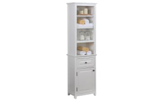 Yukon 65'' White Solid Wood Freestanding Bathroom Cabinet with Drawer