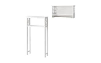 Thatcher 2 Piece White Over the Toilet Bathroom Space Saver & Wall Shelf Set