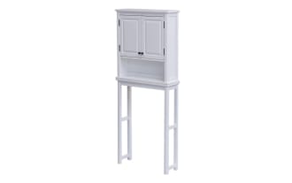 Yukon 66'' White Solid Wood Over the Toilet Bathroom Space Saver Cabinet with Shelf