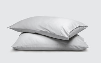 MyBob's Queen Gray Cozy Cotton 2 Piece Pillowcase Set in traditional style, made of soft, breathable 100% cotton fabric with antimicrobial silver chloride treatment.