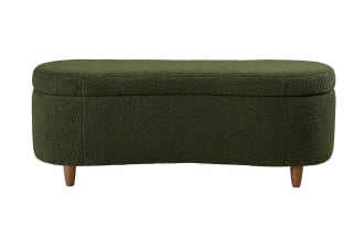 Kailei Green Boucle Storage Bench
