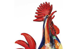 11'' Emory Murano Red Glass Rooster Sculpture