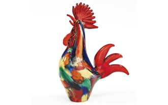 11'' Emory Murano Red Glass Rooster Sculpture