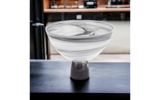 10'' Arezzo Mouth Blown Gray Glass Bowl