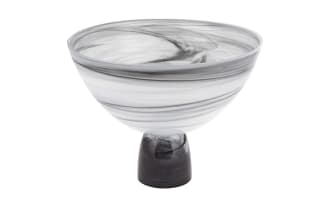 10'' Arezzo Mouth Blown Gray Glass Bowl