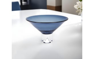 11'' Dublin Mouth Blown Blue Crystal Bowl