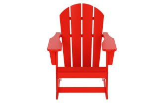 Paloma Red Outdoor Adirondack Rocking Chair in high-density plastic with a high back and wide armrests, classic transitional style for porch or poolside.