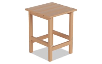 Paloma Light Brown Outdoor Adirondack Side Table from the Paloma collection, made of high-density plastic with a contemporary style and slatted top design.