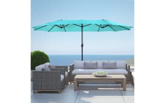 Delany Turquoise 9' Twin Outdoor Umbrella