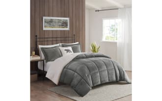 Zuri Full/Queen Charcoal Solid  4 Piece Comforter Set