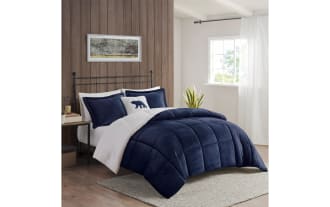 Zuri Full/Queen Navy Solid 4 Piece Comforter Set