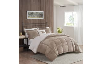 Zuri Full/Queen Taupe Solid 4 Piece Comforter Set