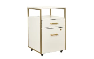 Arabella White & Gold 2 Drawer File Cabinet