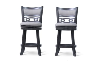 Christel Gray Upholstered Swivel Counter Height Stool (Set of 2)