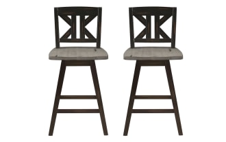 Ryker Black & Gray Solid Wood Swivel Counter Height Stool (Set of 2)