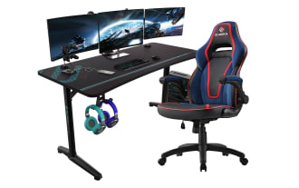 Mercury Black & Blue Gaming Desk & Chair Set