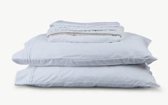 Light blue Soft Lyocell Split Head King 4-piece sheet set made from breathable 100% TENCEL™ Lyocell fabric, transitional style with deep pockets.