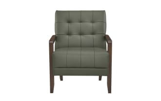 Tenley Green Leather Accent Chair