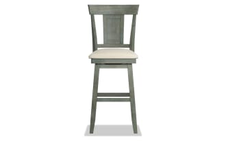 Olla Green Slat Back Bar Height Swivel Stool