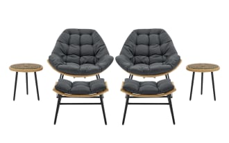 Milo 6 Piece Gray Wicker Outdoor Conversation Set