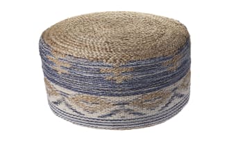 Sadie Natural And Navy Pouf