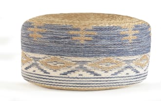 Sadie Natural And Navy Pouf
