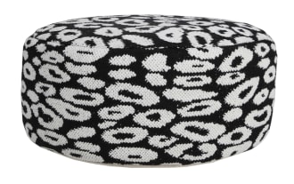 Gus Black Leopard Print Pouf