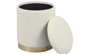 Rain Cream Velvet Storage Ottoman