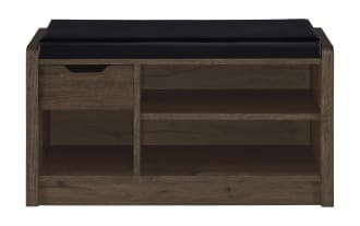 Nora Dark Brown & Black Faux Leather Storage Bench