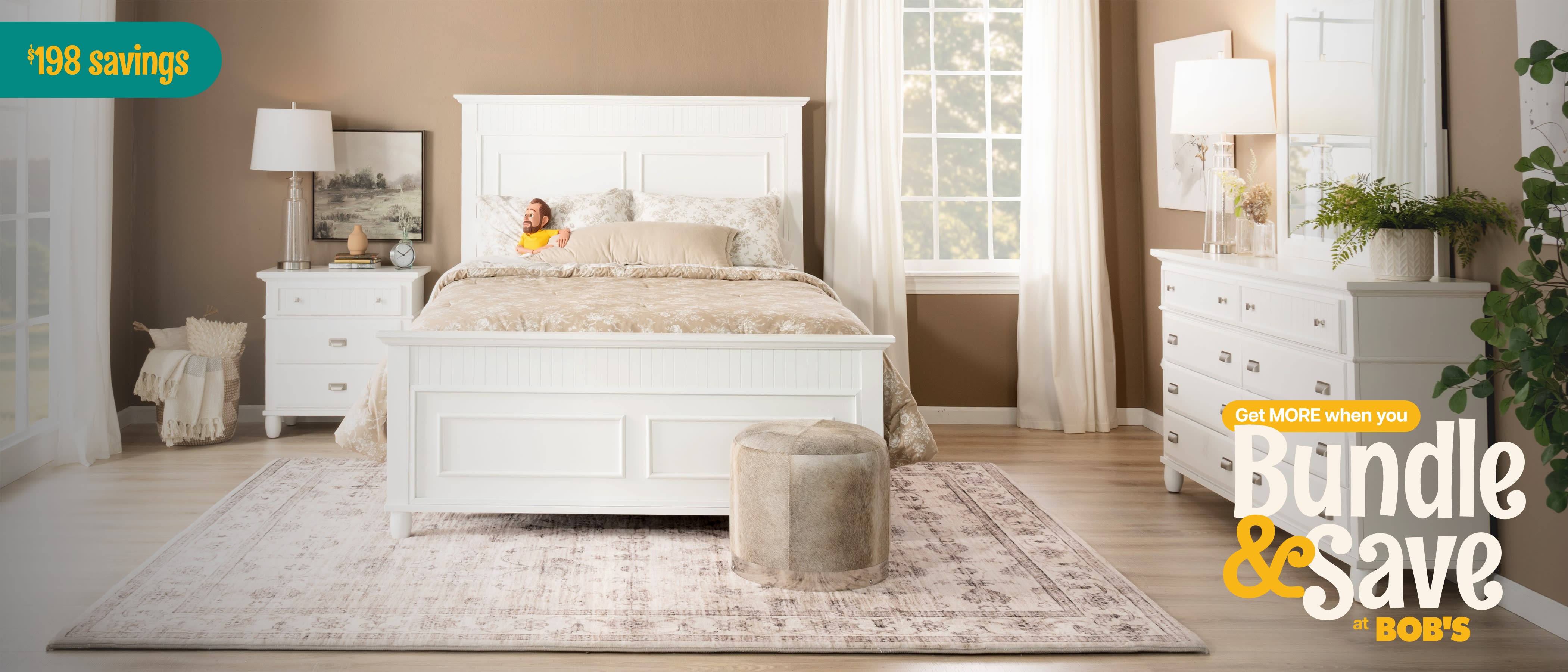 Spencer Bedroom set in white. Bundle & Save $198 dollars.