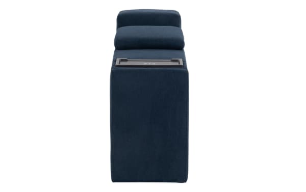 Dream Navy Console from Dream collection, transitional style navy blue polyester fabric modular seating with built-in USB and USB-C ports.
